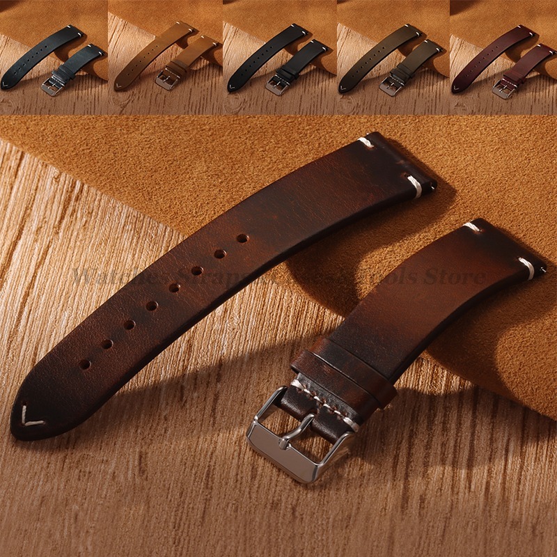 Suede Strap Watch - Handgemaakte retro oliewas lederen kalfsleren band